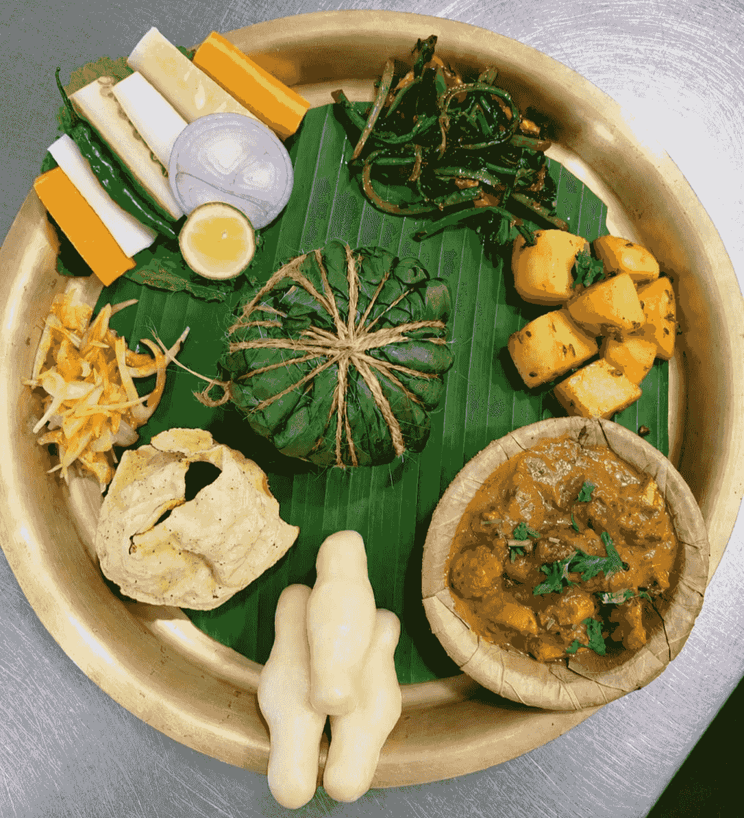 Traditional Tharu Dishes at Sapana Restaurant Traditional Tharu Dishes at Sapana Restaurant