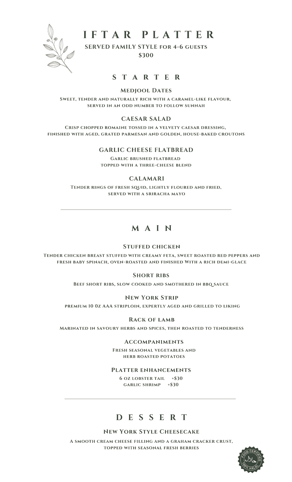 100% Halal Iftar Large Platter Niagara Falls Sheikh's Steakhouse 100% Halal Iftar Large Platter Niagara Falls Sheikh's Steakhouse