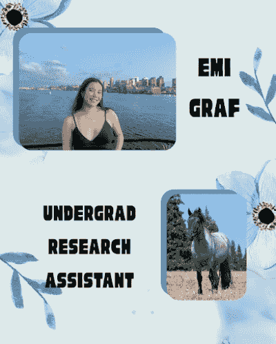 Picture of Emi (an undergraduate research assistant) and their favorite animal, a horse! Picture of Emi (an undergraduate research assistant) and their favorite animal, a horse!