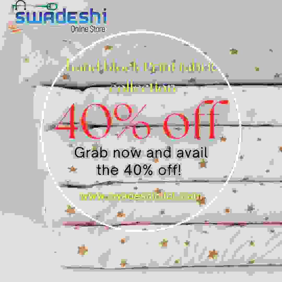 Buy Hand Block Print Fabric (Jaipur Print) Online Low...