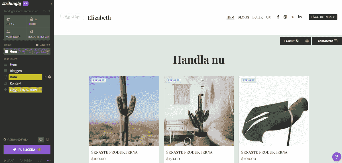 Ställa in din onlinebutik