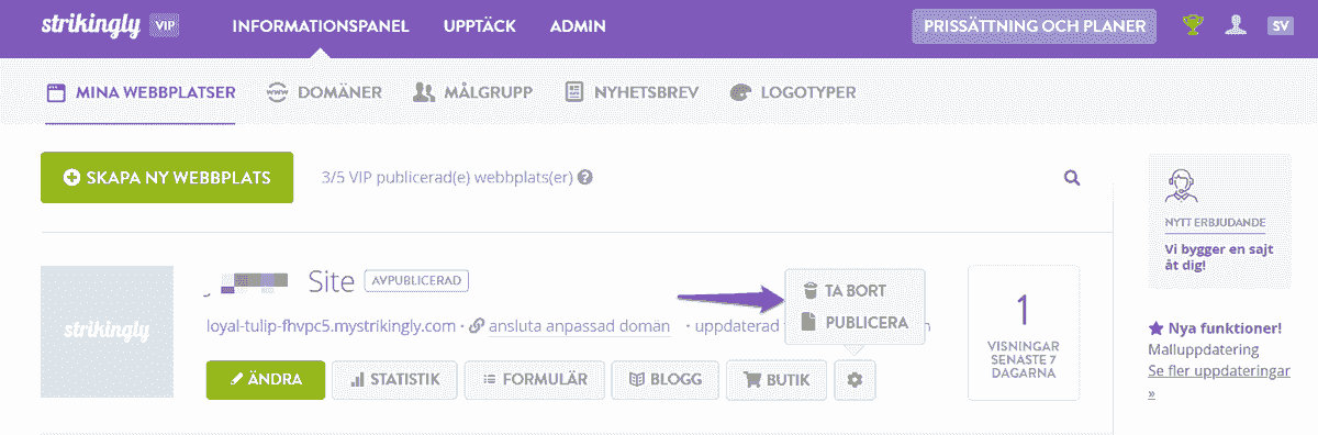 Hur man använder Strikingly för att hantera produktalternativ