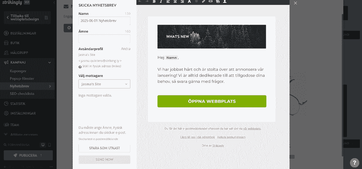 Personlig marknadsföring med Strikingly