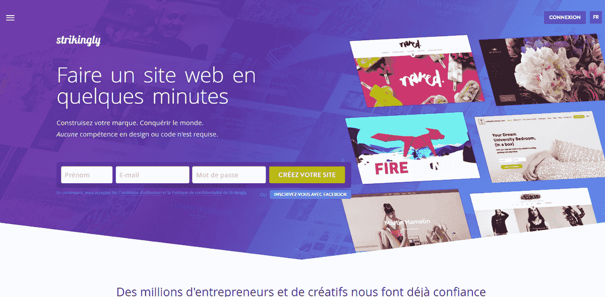 Fonctionnalités de Strikingly liées à la gestion stratégique
