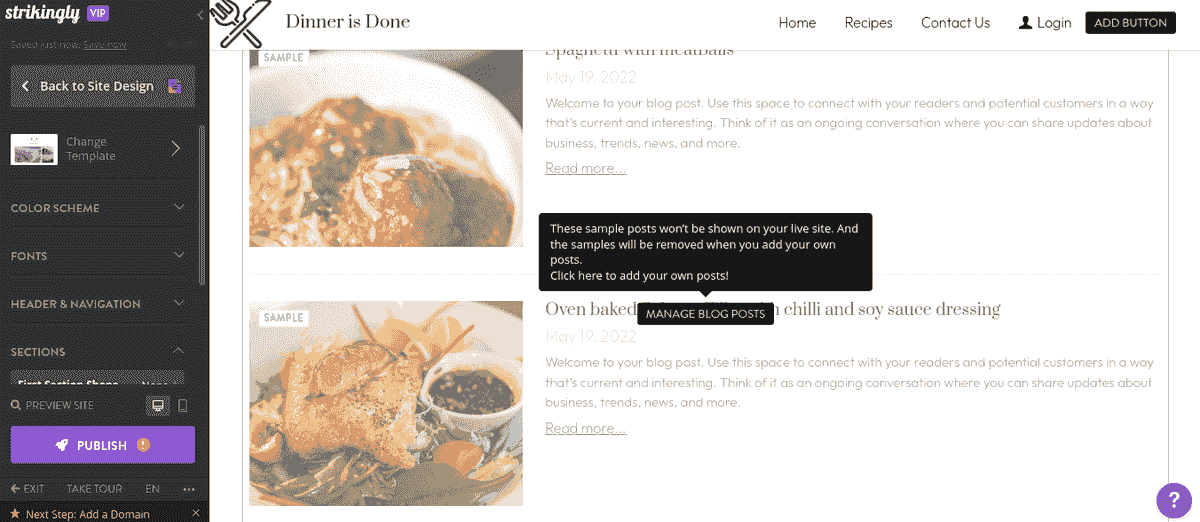 Tận dụng tính năng blog của Strikingly