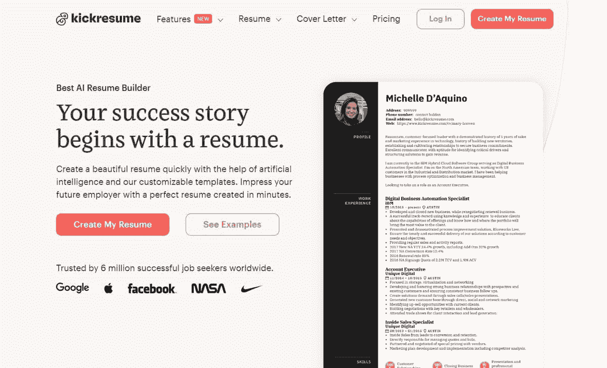 Cv Example Createurs Les 6 meilleurs créateurs de CV pilotés par l'IA pour l...