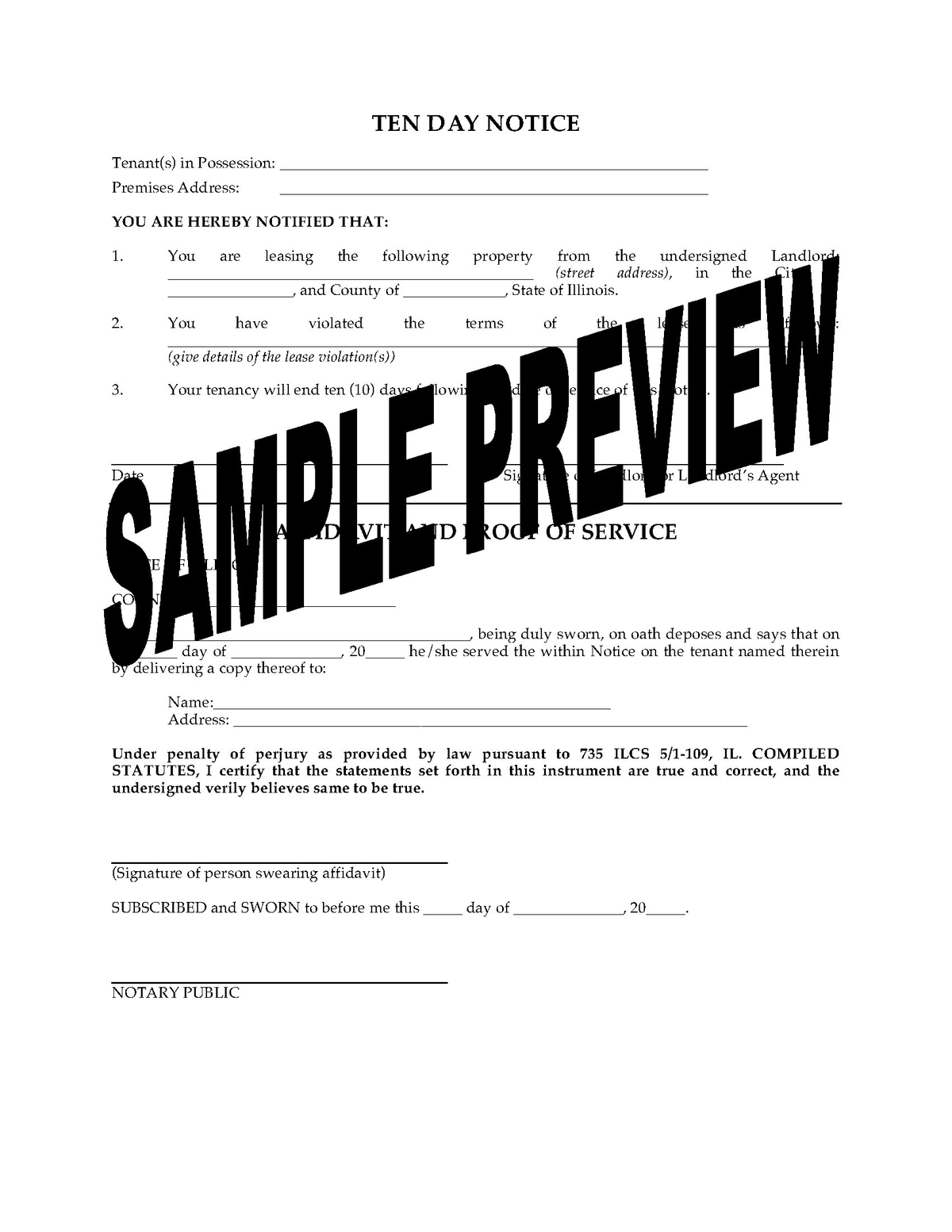 Free 30 day eviction notice template in illinois