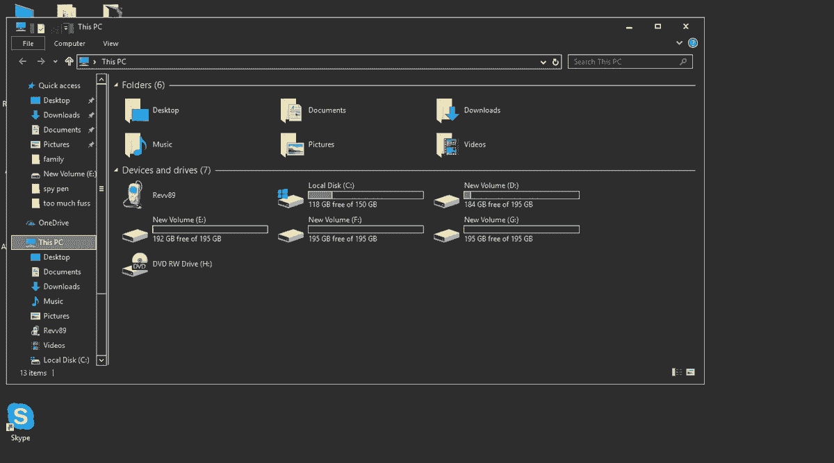 Dark windows 10 theme