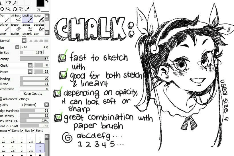 Paint tool sai line art brush