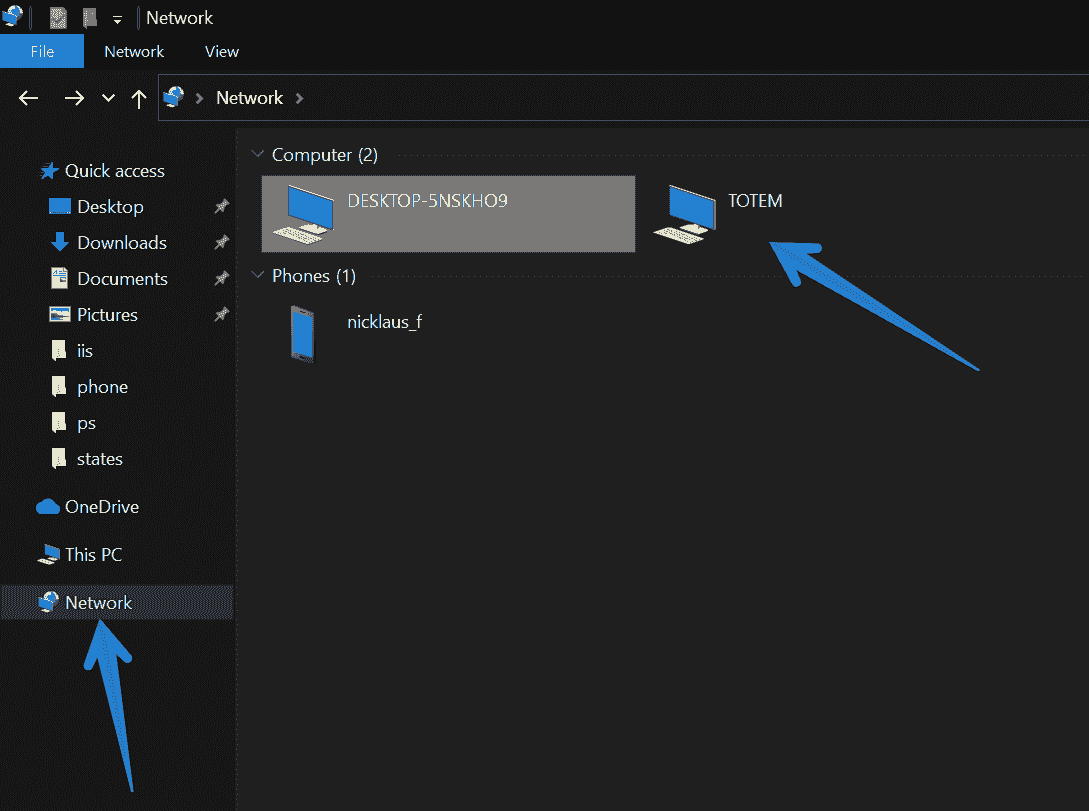 Create network folder windows 10