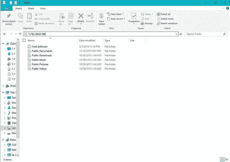 Create network folder windows 10