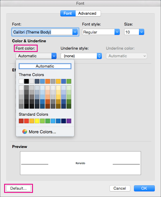 Can i search for text color in word mac