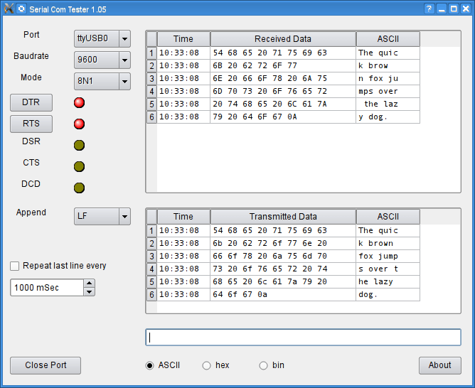 Qt serial port example