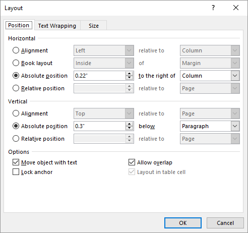 Word for mac position picture anywhere