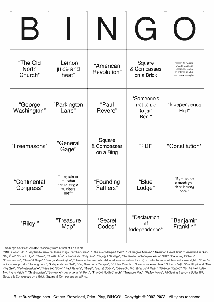 Treasure island bingo schedule