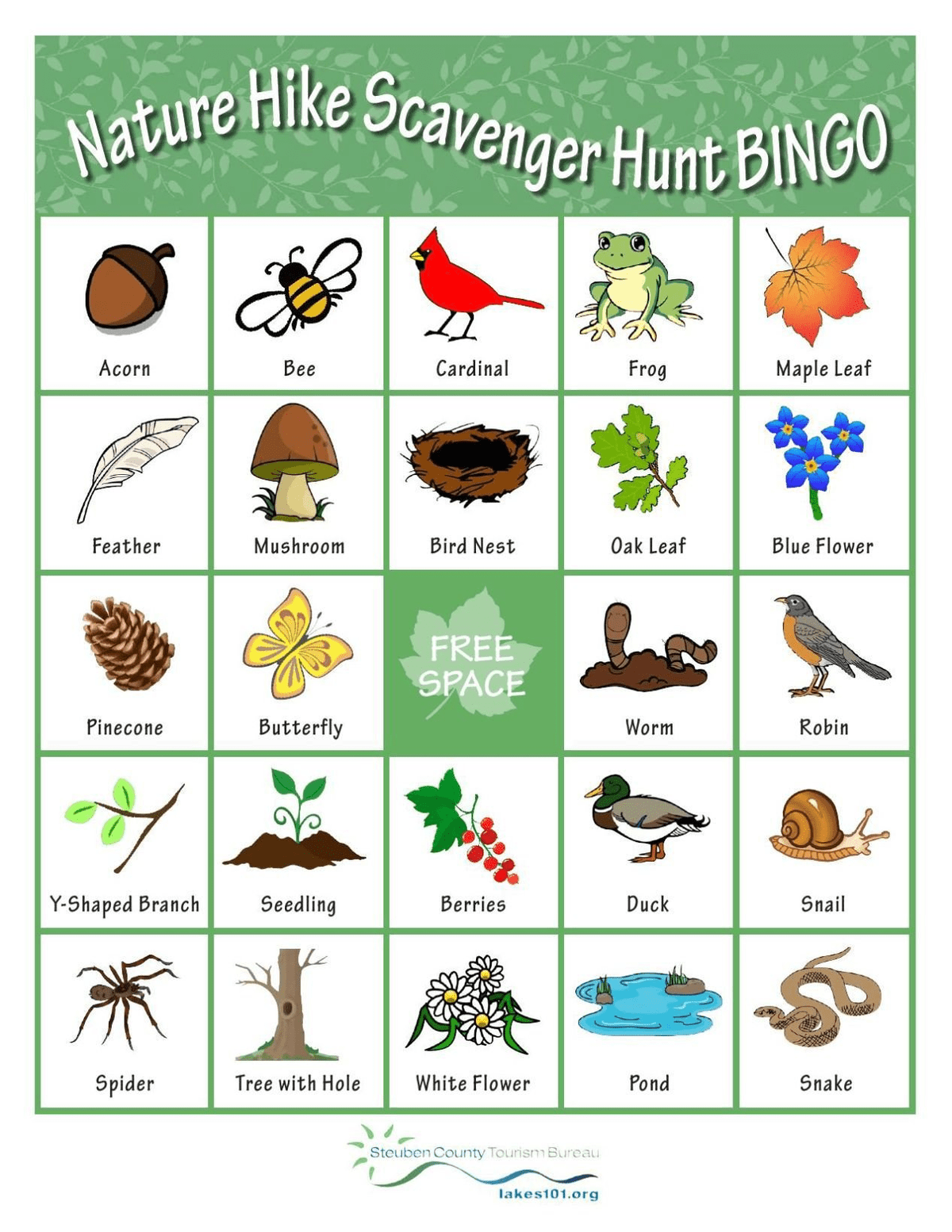 Free printable nature bingo cards