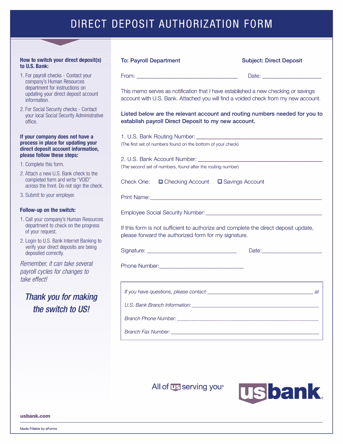Chime direct deposit authorization form