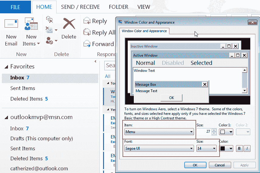 Outlook Font Examples Change font colors for inbox in mac outlook