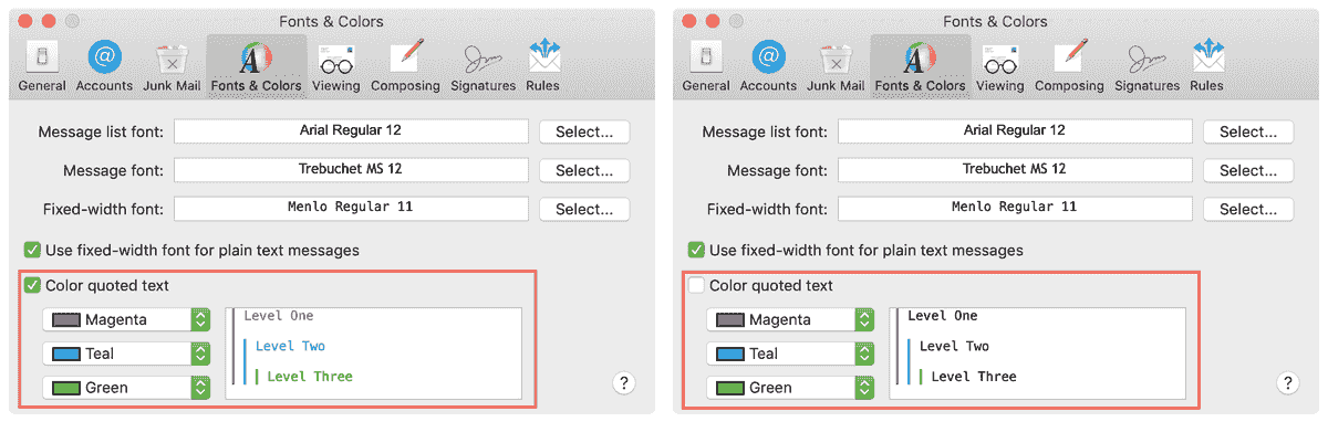 Outlook Font Examples Change font colors for inbox in mac outlook