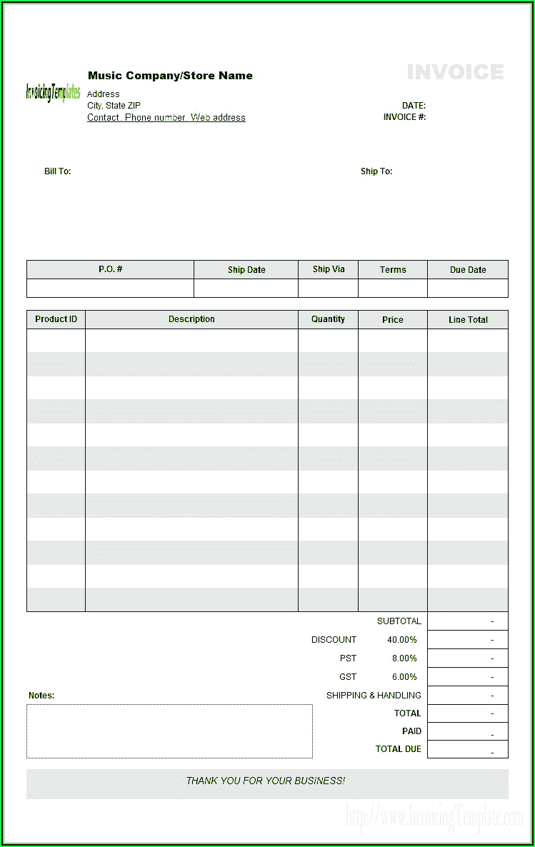 Microsoft office invoice template