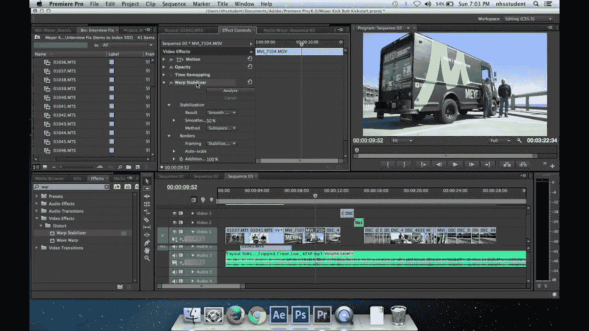 Where is warp stabilizer in premiere pro cc