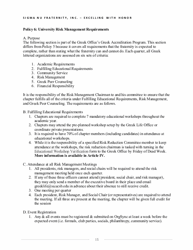 Organizational risk management policy