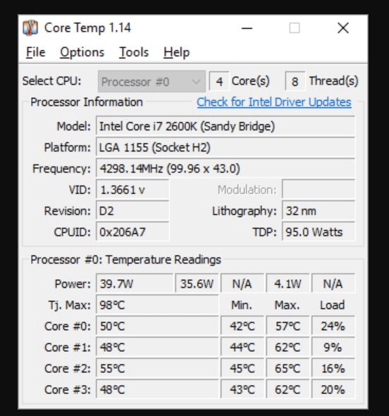 Temperature monitoring windows 10