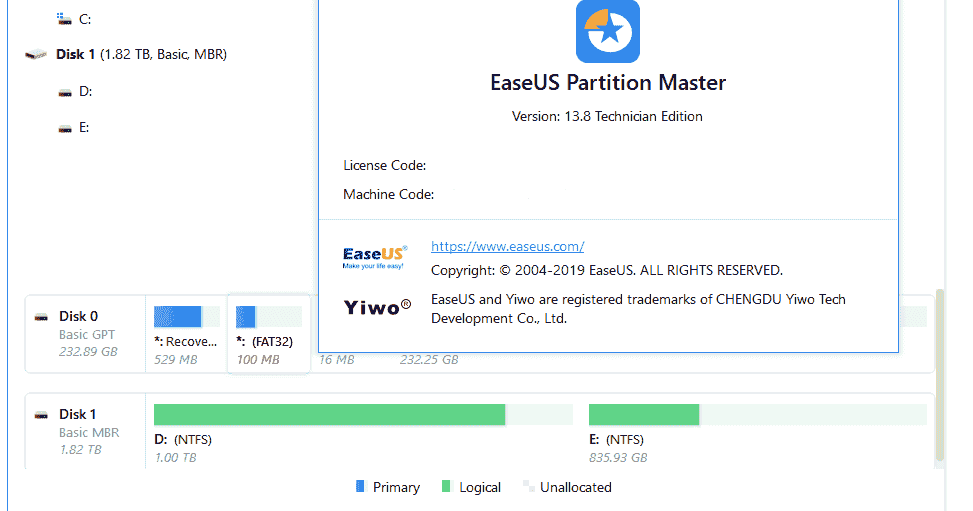 Easeus partition master 13.5 license code serial key