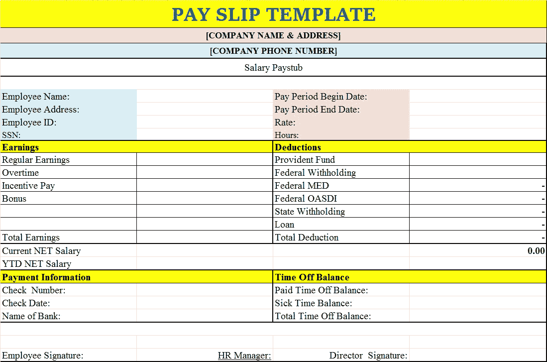 Editable salary slip format in excel
