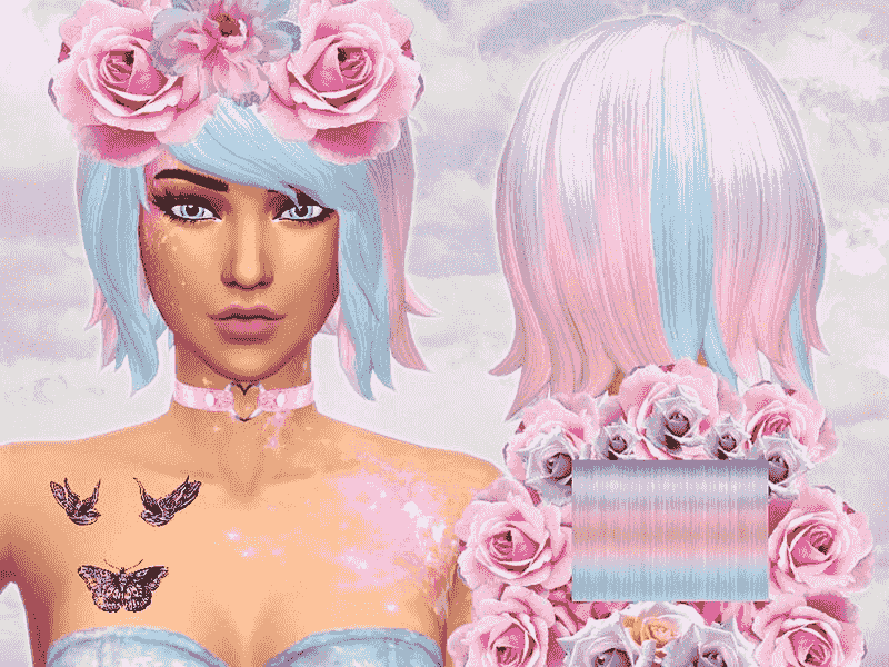 Sims 4 cc long rainbow punk hair