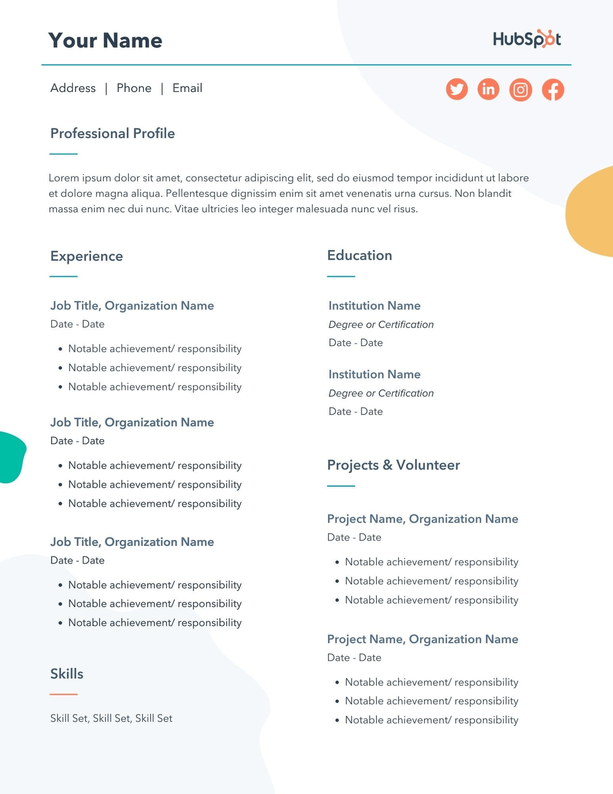 Microsoft word templates resume free download