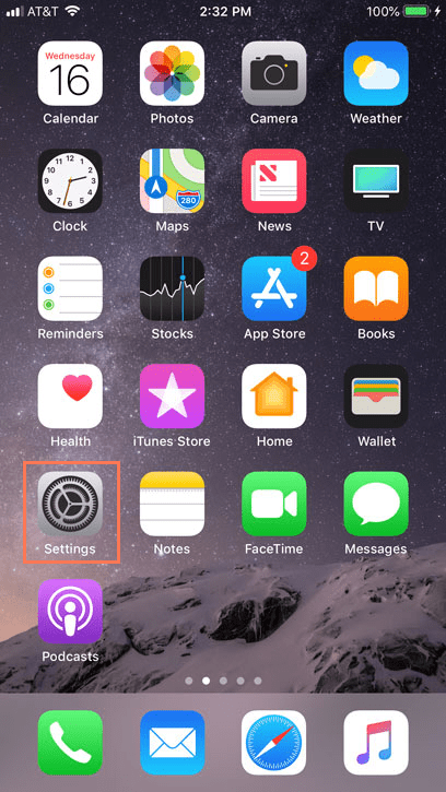 Where is settings icon on iphone