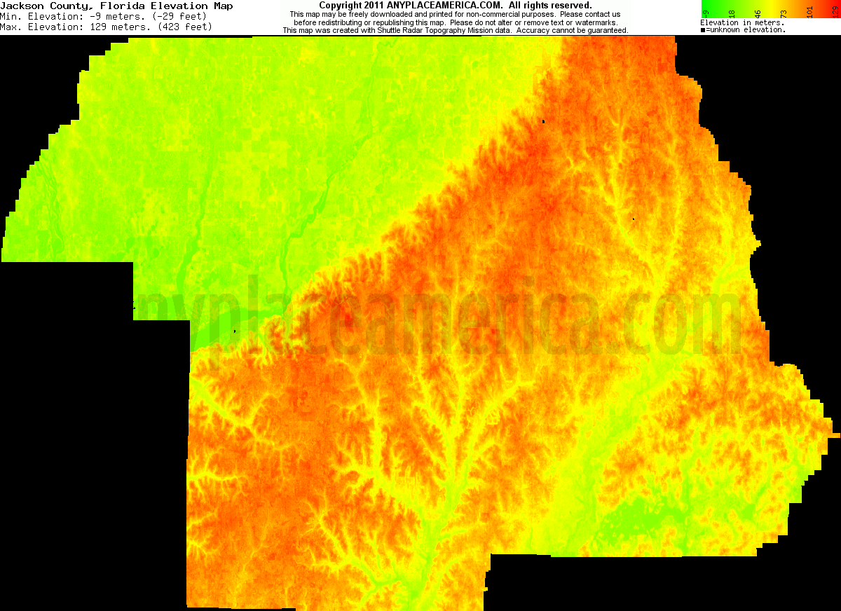 Jacksonville florida elevation topographic map