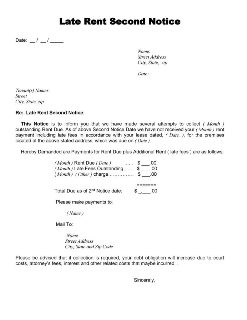Notice to tenant of rent default template