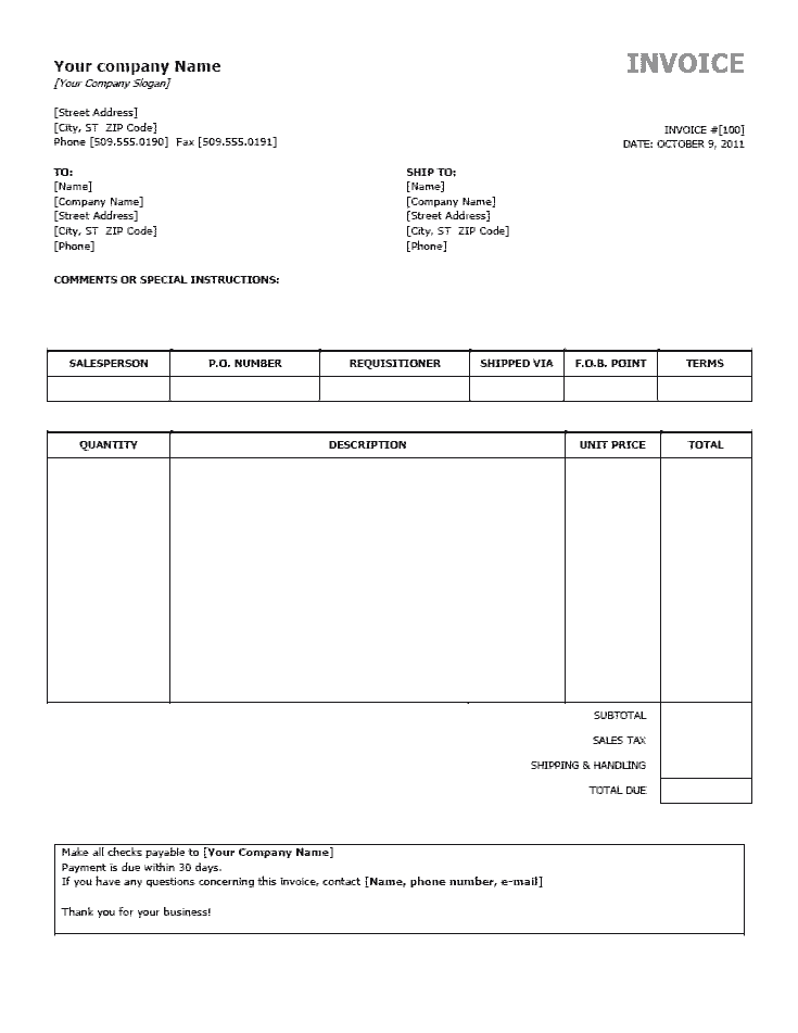Simple Excel Activities Excel free invoice template download