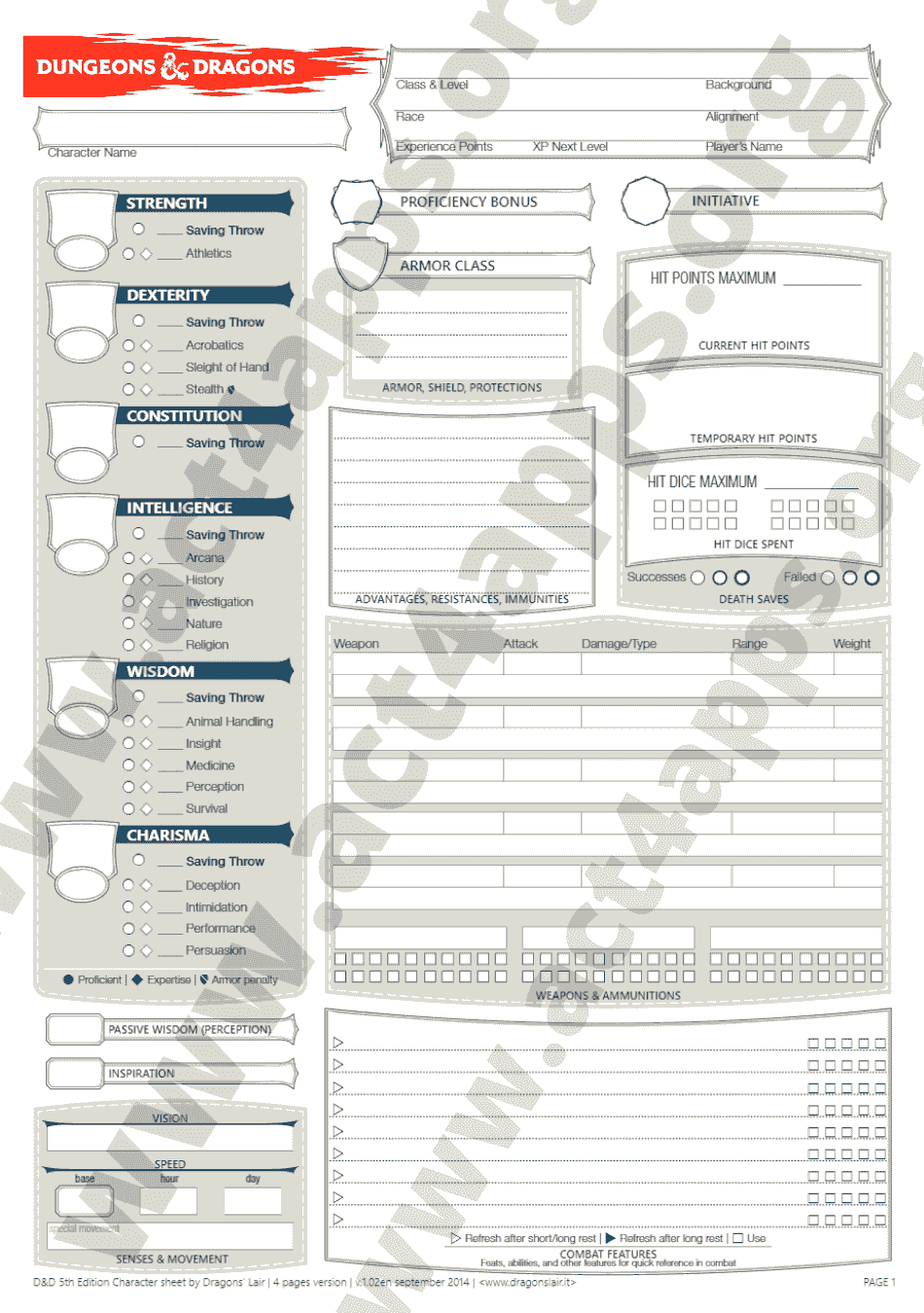 Dnd 5e fillable character sheet online