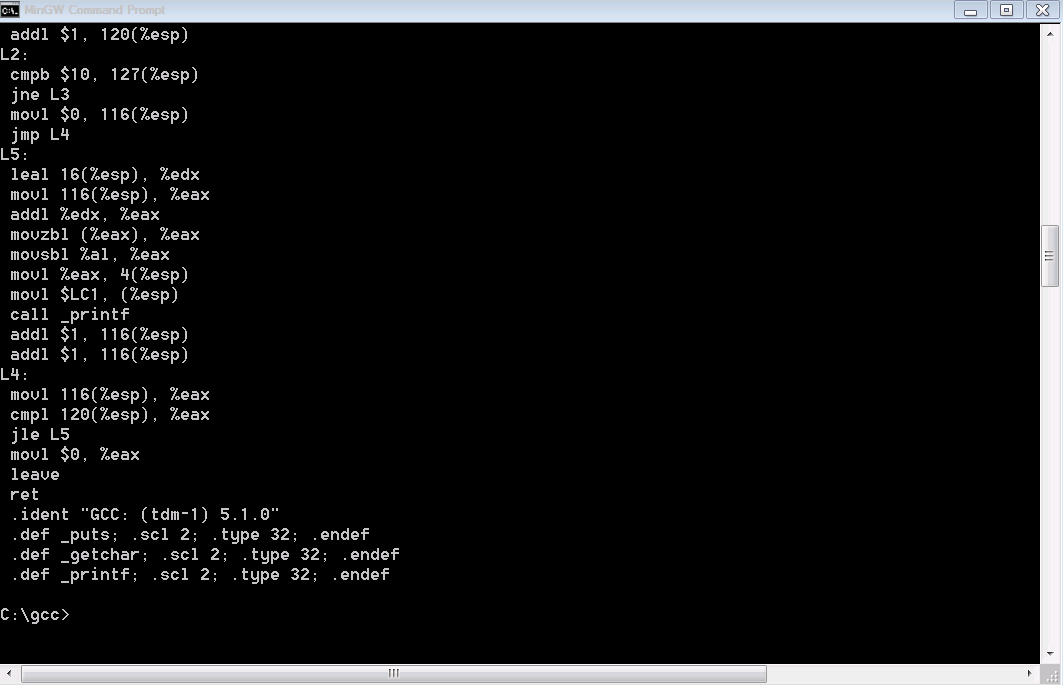 How to convert c to assembly code