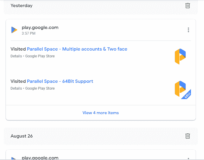 How to delete google play order history