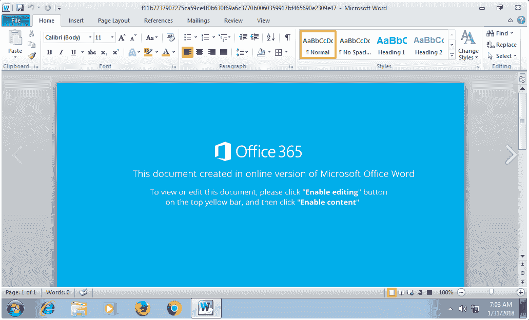 How to enable content in word