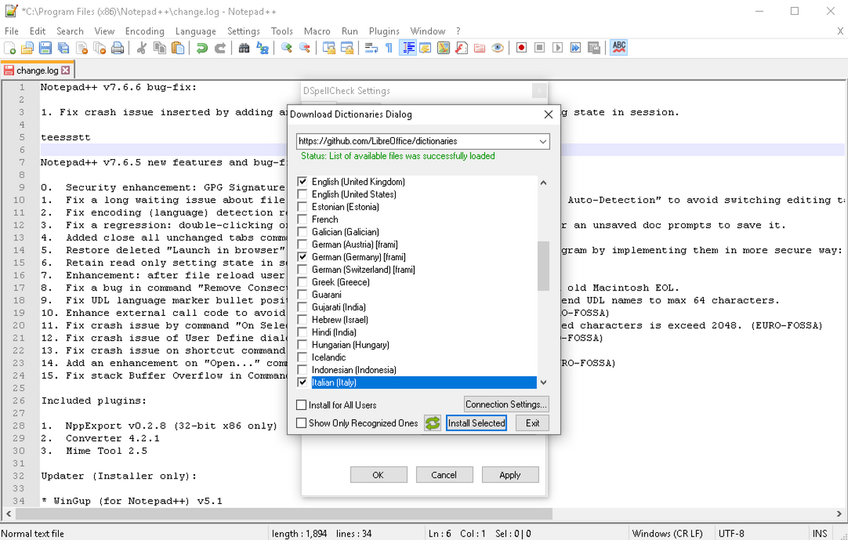 Spell checker for notepad++