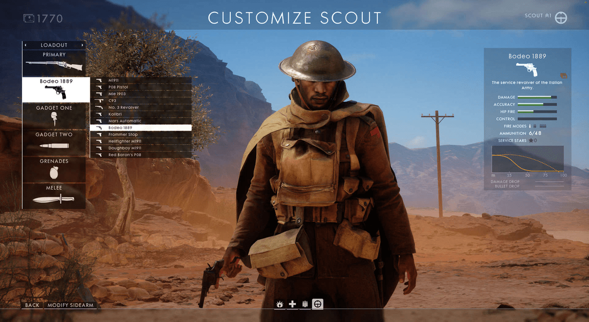 Battlefield 1 loadout screen