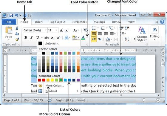 Microsoft word change color of page