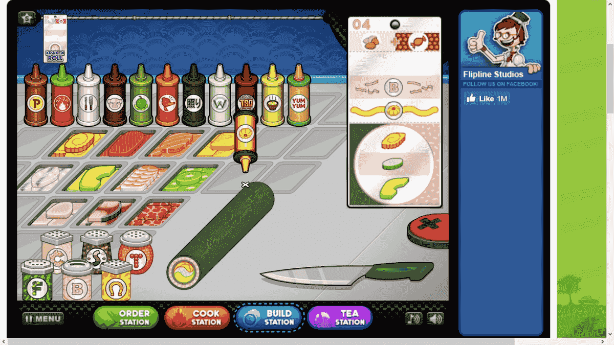 Papa games sushi flonga