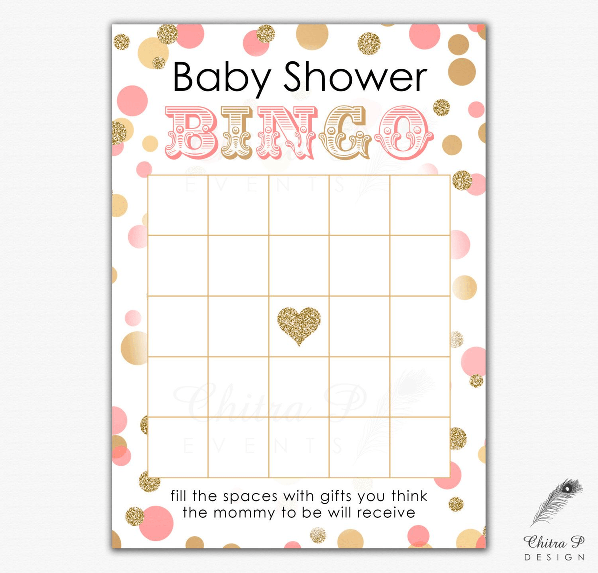Baby shower bingo blank card template