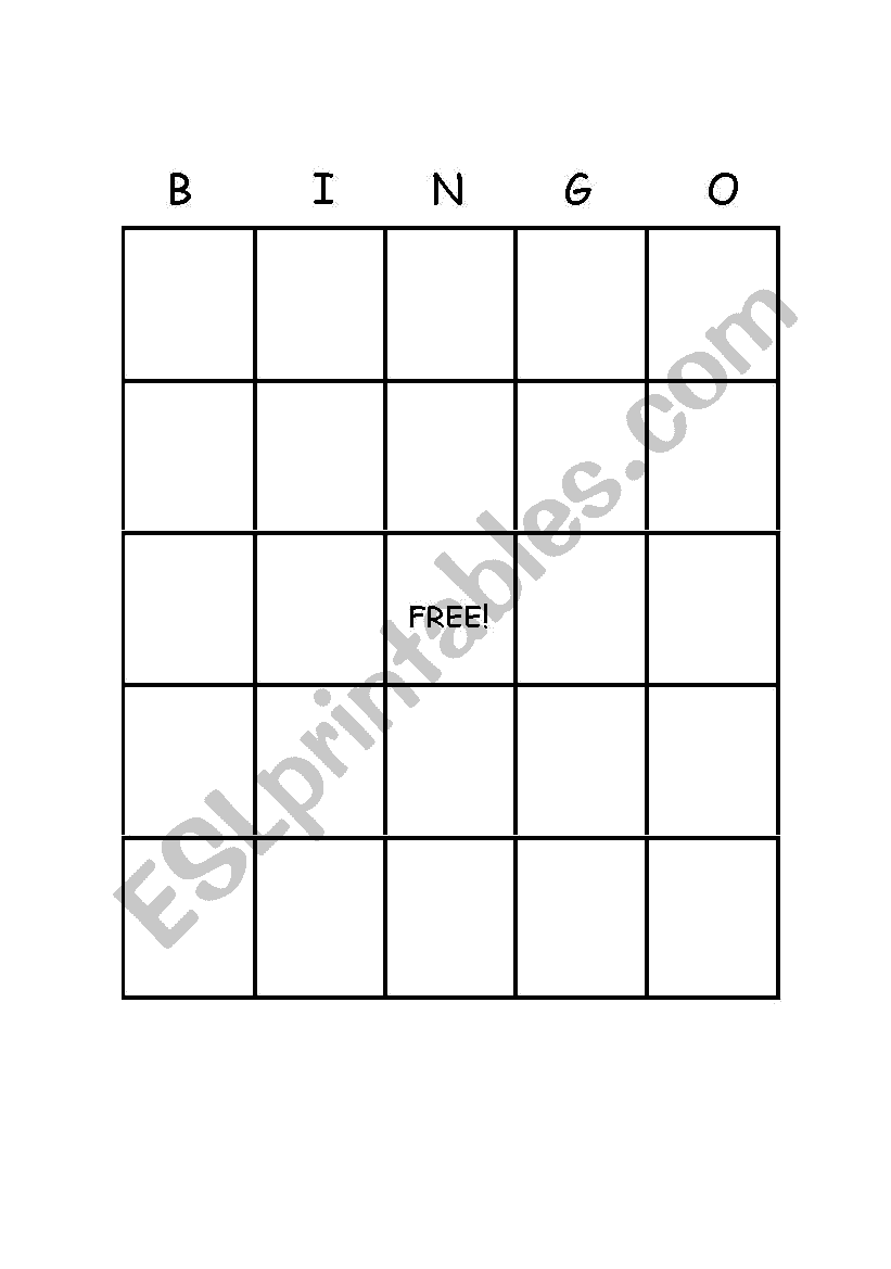 Blank bingo sheets printable