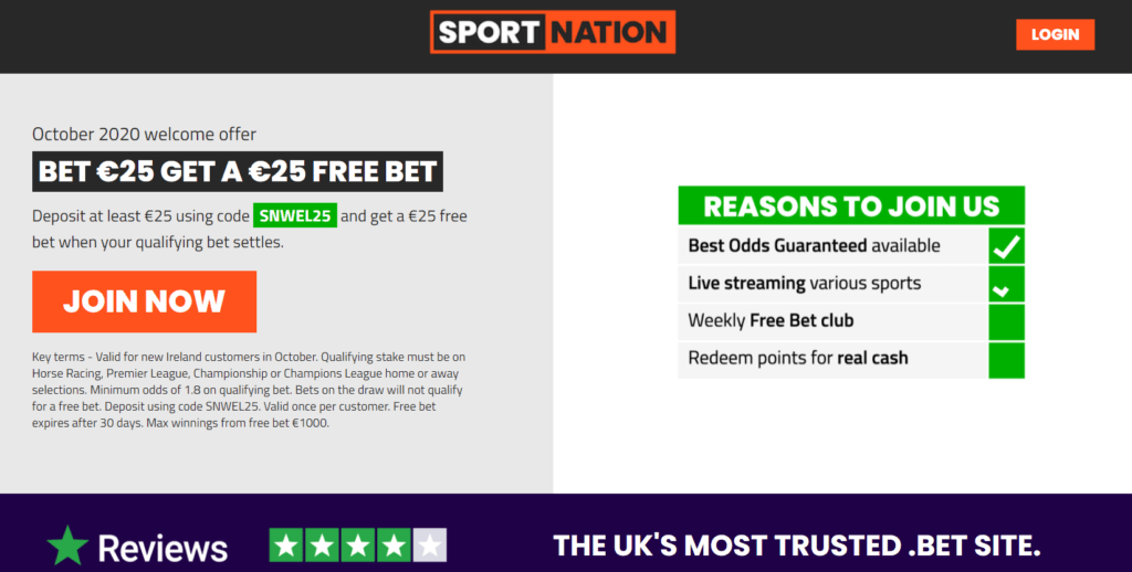 Sportnation limited stake with free bet