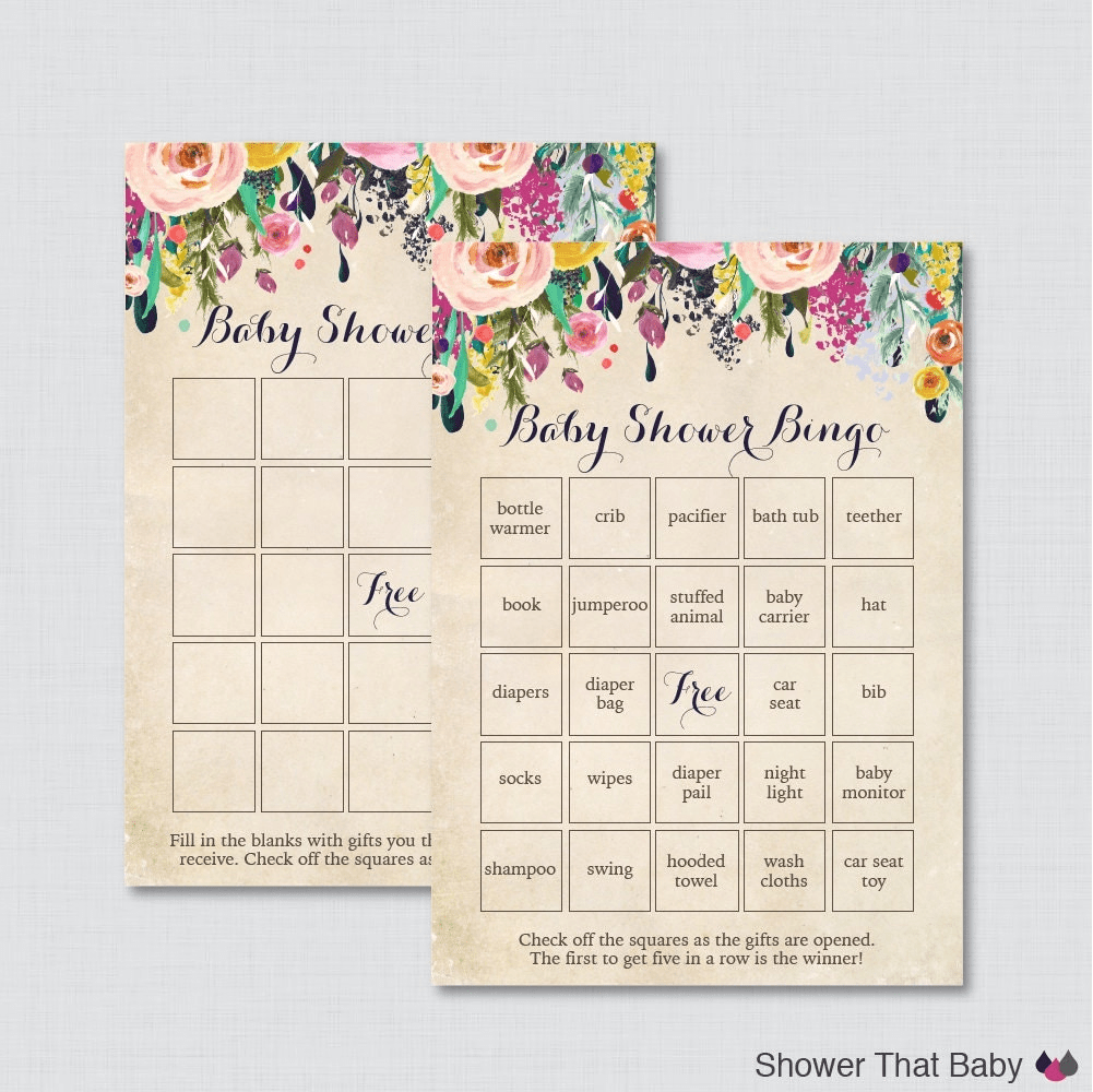 Printable bingo cards for baby shower blank