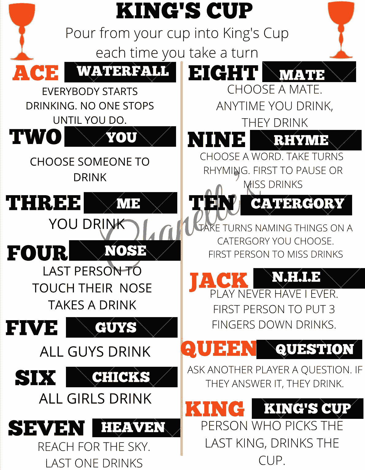 Kings drinking game rules