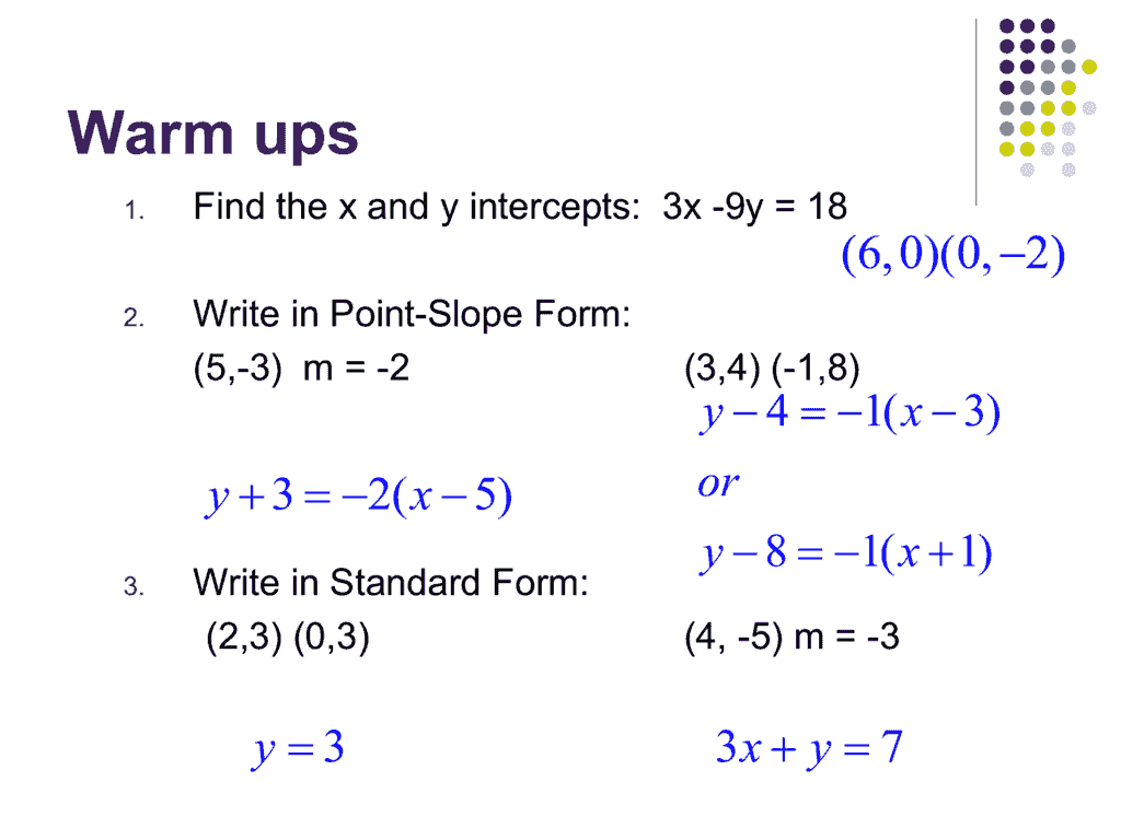 Slope intercept into standard form calculator