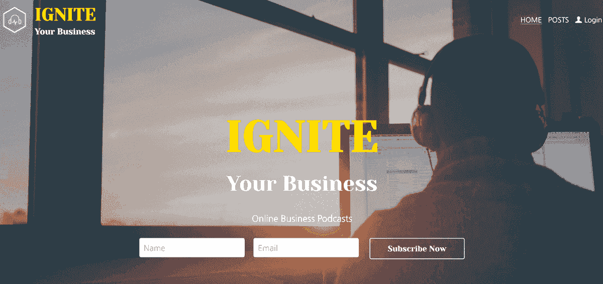 Plantilla "Ignite Your Business" de Strikingly